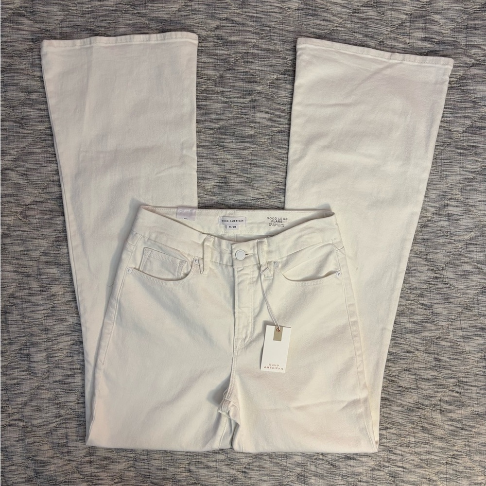 Good American White Flare Jeans